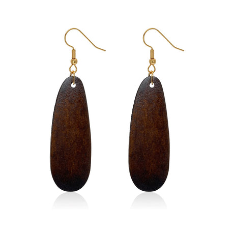 T-ztoss Simple Natural Wooden Teardrop Earrings Vintage Bohemian Geometric Lightweight Drop Dangle Wood Earrings for Women(Teardrop Earrings) T-ztoss