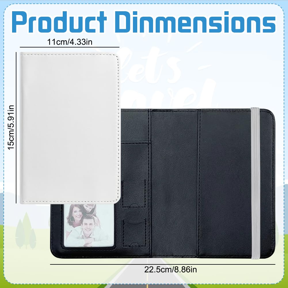 ZUYYON 3 Pcs Sublimation Passport Holder Cover Blanks PU Leather Heat Transfer DIY Travel Passport Holder Wallet Cover Blank Passport Wallet for Passport Business Cards Credit Cards(Black, White)