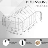 Vigo huseeo 8.2 * 12.2 * 7.8FT Greenhouse for Outdoors,Polycarbonate Greenhouse with Stronger Wind Protection and Roof Vent,Walk-in Large Aluminum Sunroom Winter Proof,Black Vigo huseeo
