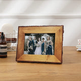 Eosglac 5x7 Live Edge Picture Frame, Rustic Wood Photo Frames Farmhouse Decor for Tabletop or Wall Display, Natural Brown Eosglac