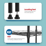 Adjustable NSF-Certified Metal Shelf Wire Shelving Unit Storage for Small Places Restaurant Garage Pantry Kitchen Garage Rack (Black, 21.5L x 11.6W x 47.6H) BestOffice