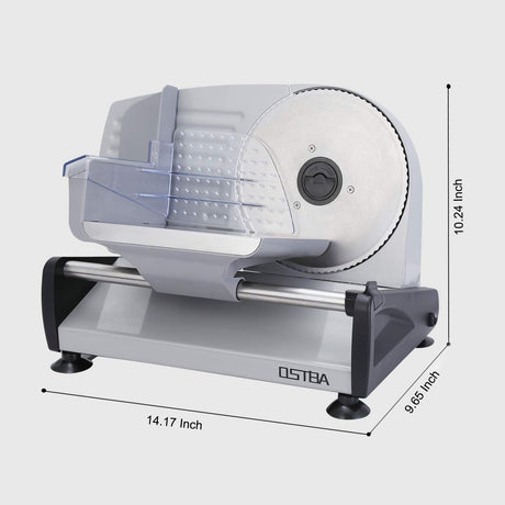 OSTBA Meat Slicer Electric Deli Food Slicer with Child Lock Protection, Removable 7.5’’ Stainless Steel Blade and Food Carriage, Adjustable Thickness Food Slicer Machine for Meat, Cheese, Bread(150W) OSTBA