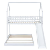 Harper & Bright Designs Twin Over Full House Bunk Bed with Slide and Guardrail, White Harper & Bright Designs