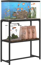 Mondazie 30 Gallon Fish Tank Stand, Upgraded Height Aquarium Stand Table with 2 Tiers Storage Shelf, Metal Reptile Breeder Turtle Terrarium Stand Rack for Home Office, 30" L x 12" W x 32.2" H, Black Mondazie