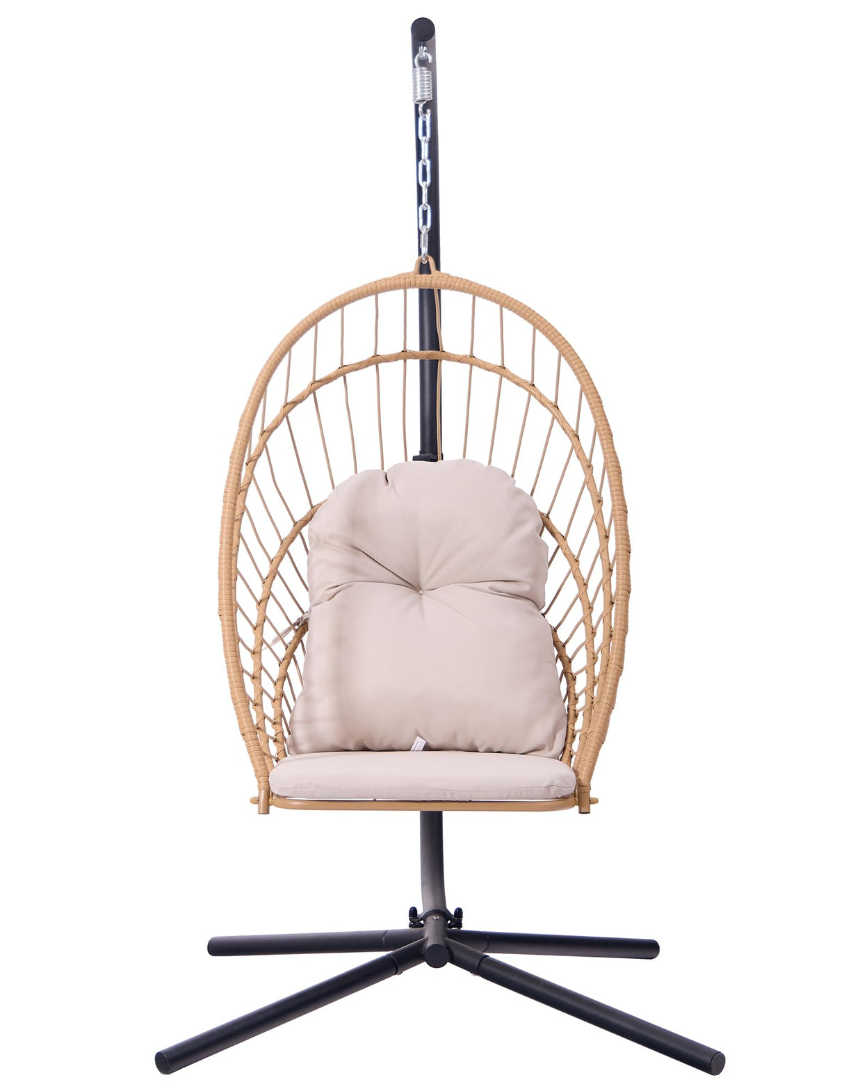 Topfuca Indoor/Outdoor Egg Hanging Chair with Stand - Patio Wicker Swing Hammock Chair. 350lbs Capacity, Cushioned. Ideal for Bedroom, Balcony, Porch, Garden. Versatile Swing Chair for All Spaces Topfuca