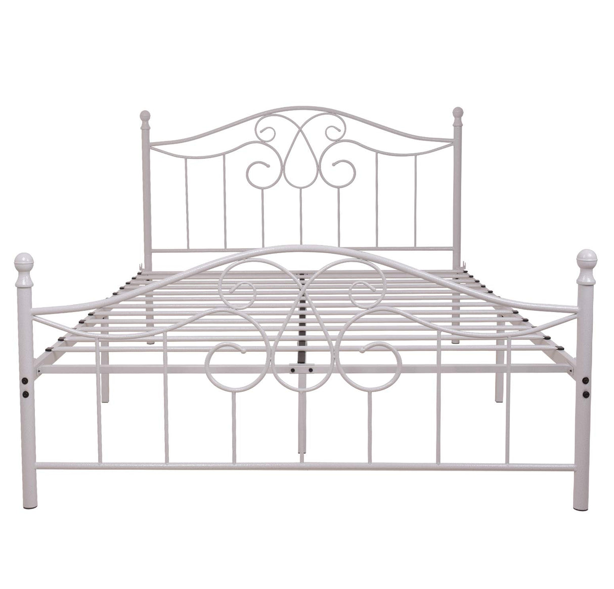 YERPERFO Metal Queen Bed Frame with Headboard and Footboard Farmhouse Platform Bed Frame Queen Size Under Bed Storage No Box Spring Needed and Easy Assembly(Queen, White) YERPERFO