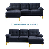 EASELAND 82" L-Shape Sofa with Reversible Chaise Lounge, Convertible Sectional Sofa Couch, Chenille Modern Sofa Couch for Living Room, Apartment and Office, Removable Cover (Dark Blue) EASELAND