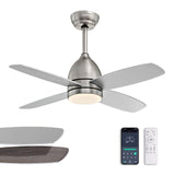 SNZ 38 Inch Flush Mount Ceiling Fans with Lights and Remote Control, Nickel Low Profile Ceiling Fan for Bedroom, Living Room,Office,Kitchen,Patios Indoor and Outdoor Use SNZ