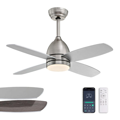 SNZ 38 Inch Flush Mount Ceiling Fans with Lights and Remote Control, Nickel Low Profile Ceiling Fan for Bedroom, Living Room,Office,Kitchen,Patios Indoor and Outdoor Use