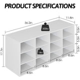 Garden 4 you Shoe Storage Bench, Cubby Shoe Rack with 12 Cubbies, 3-Tier Wood Shoe Rack Organizer, Shoe Organizer Cabinet for Entryway, Hallway, Closet and Garage, White Garden 4 you