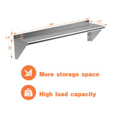 HZEEMFG Stainless Steel Wall Mounted Shelves 12x48 Inches 4ft,18 Gauge Metal Rack Shelf with 2 Brackets for Kitchen, Restaurant,Bar,Lab,Utility Room and Garage HZEEMFG