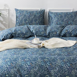 HoneiLife Duvet Cover Sets Twin - 100% Cotton Floral Comforter Cover, 2-PCS Breathable Bedding Set with Zipper Closure & Corner Ties, Wildflower Duvet Cover for All Season Use,Blueblack, King HoneiLife