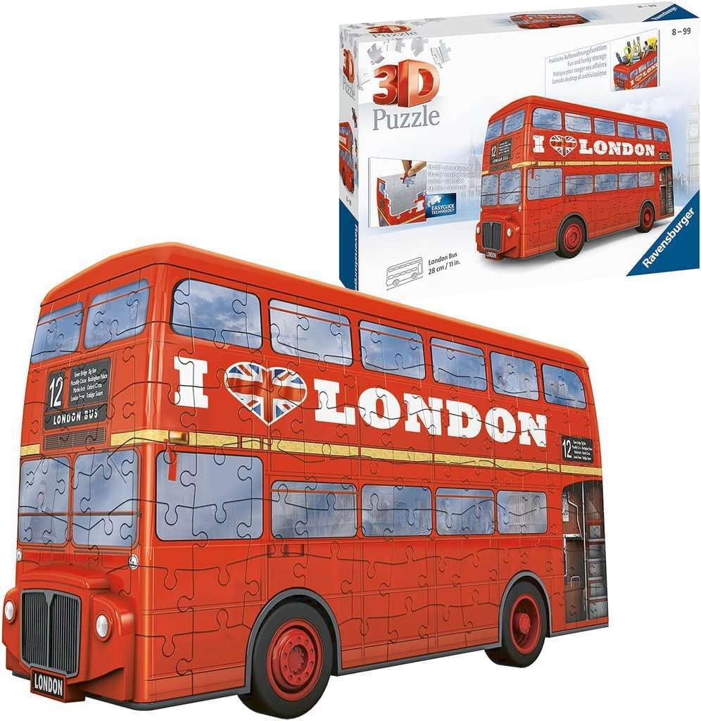 Ravensburger London Bus 216 Piece 3D Jigsaw Puzzle for Kids and Adults - 12534 - Great for Any Birthday, Holiday, or Special Occasion Ravensburger