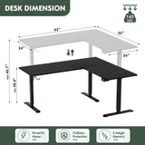 Furmax L Shaped Standing Desk Adjustable 63 x 55 Inch Corner Stand up Desk Electric Standing Computer Workstation with Preset Heights (Black) Furmax