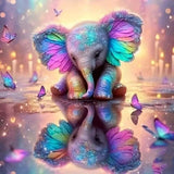 SHICERNHJ 5D Diamond Painting Kits for Adults, Animal Elephant Full Drill Diamond Painting Kits for Beginner,DIY Butterfly Round Diamond Dots for Adults Gem Art Home Wall Decor 14 X 14Inch SHICERNHJ