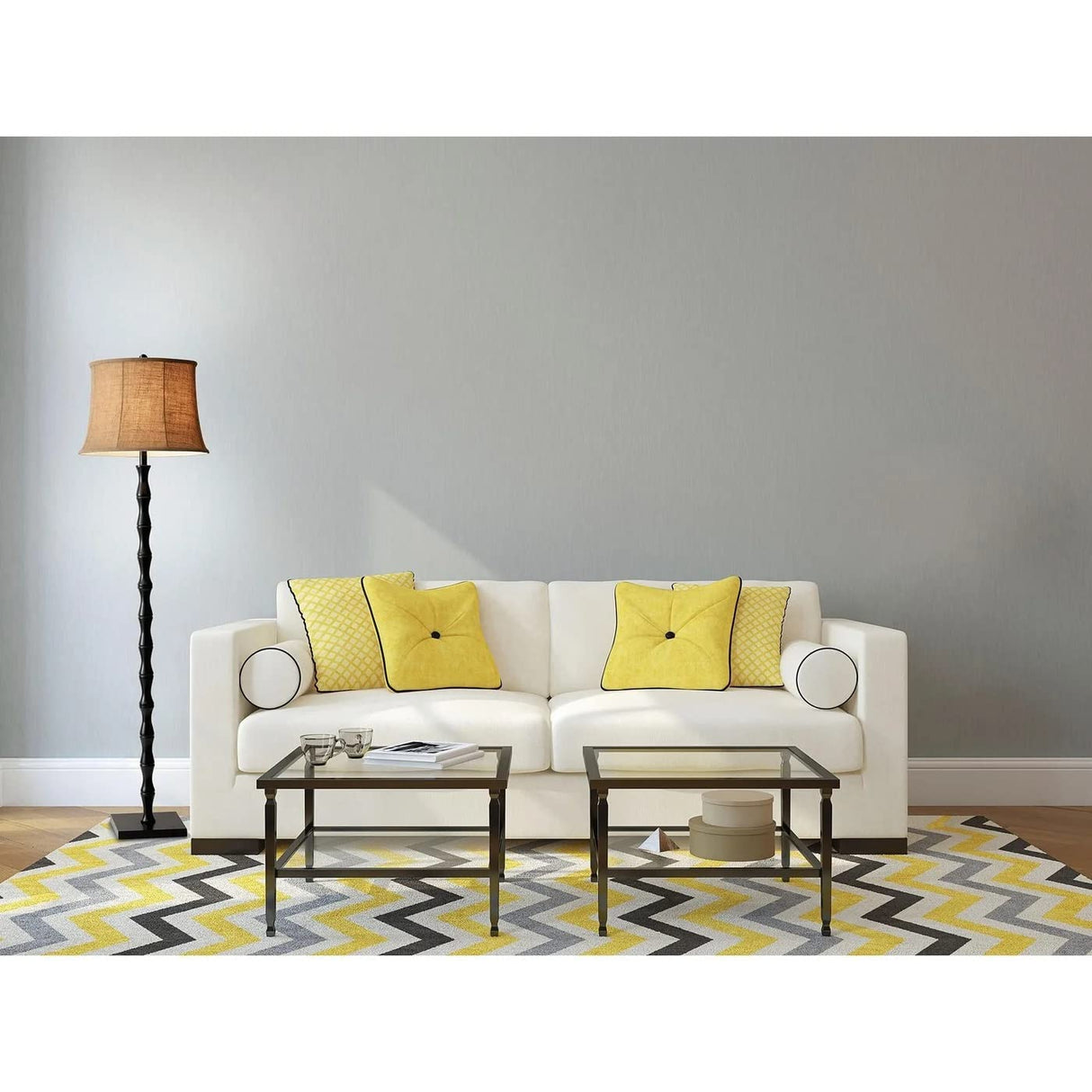 Adesso 1523-01 Stratton Floor Lamp, 62 in., 2 x 150 W Incandescent/CFL, Black/Brown, 1 Black Lamp Adesso