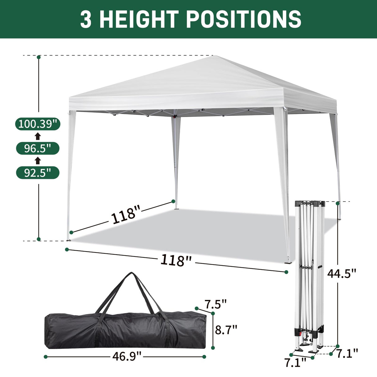 VINGLI 10x10 Pop Up Canopy Tent with Sidewalls, Outdoor Gazebo Canopy Tent, Patio Event Tents Outdoor Commercial Canopy for Parties (White) VINGLI