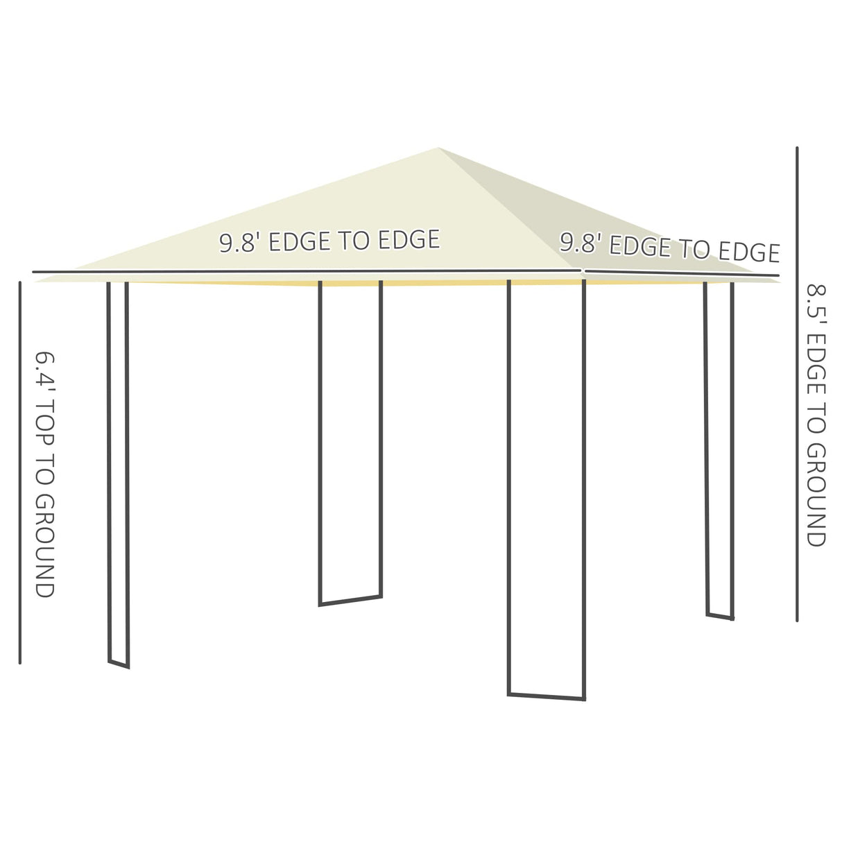 Outsunny 10' x 10' Patio Gazebo, Outdoor Gazebo Modern Canopy Shelter with Vents Roof and Steel Decorative Columns, for Garden, Lawn, Backyard and Deck Outsunny