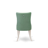 East West Furniture DAP2F22 Dallas Parson Kitchen Chairs-Willow Green Faux Leather Upholstered, Set of 2, Linen White East West Furniture