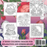 Roses Coloring Book: 37 Elegant Rose Designs for Adults to Relieve Stress and Promote Relaxation Majosta