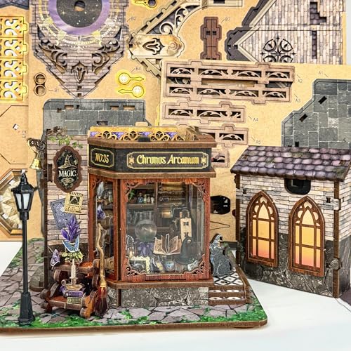 DIY Miniature House Kit, Book Nook Mini House Bookshelf Decor 3D Wooden Puzzle for Adults, Birthday Gift for Family, Friends - Time Magic Club