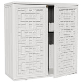 ZZM HDPE Outdoor Storage Shed, Outdoor Plastic Storage Cabinet, Horizontal Resin Tool Shed for Garden, All Weather Outdoor Storage Clearance, DIY Usage,Lockable and with one Shelf (White) ZZM