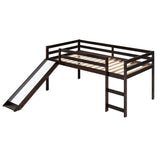 Harper & Bright Designs Twin Size Low Loft Bed with Slide in Espresso Harper & Bright Designs