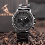 2win Engraved Wooden Watch for Men - Personalized with Custom Back Cover and Box Photo, Analog-Digital Display, Wood & Stainless Steel Band 2win