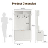 Maupvit 77" White Entryway Hall Tree, 4-in-1 Wood Coat Rack with 9 Hanging Hooks & Storage Bench, Shoe and Coat Rack, 18 Shoe Cubbies Home Organizer for Hallway Front Door Entrance Maupvit