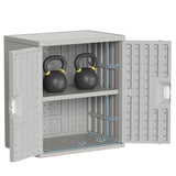 Amopatio Outdoor Storage Cabinet with 1 Shelf, Resin Storage Cabinet Waterproof, Plastic Patio Storage Shed All Weather Use for Tools, Cleaning Supplies, 19.7" D x 29.5" W x35.4 H, Grey Amopatio