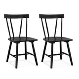Giantex Set of 2 Windsor Chairs, Rubber Wood Dining Chairs with Spindle Back, Wide Seats, Anti-Slip Foot Pads, Max Load 330 Lbs, Armless Wood Dining Side Chairs for Dining Room, Kitchen, Black Giantex
