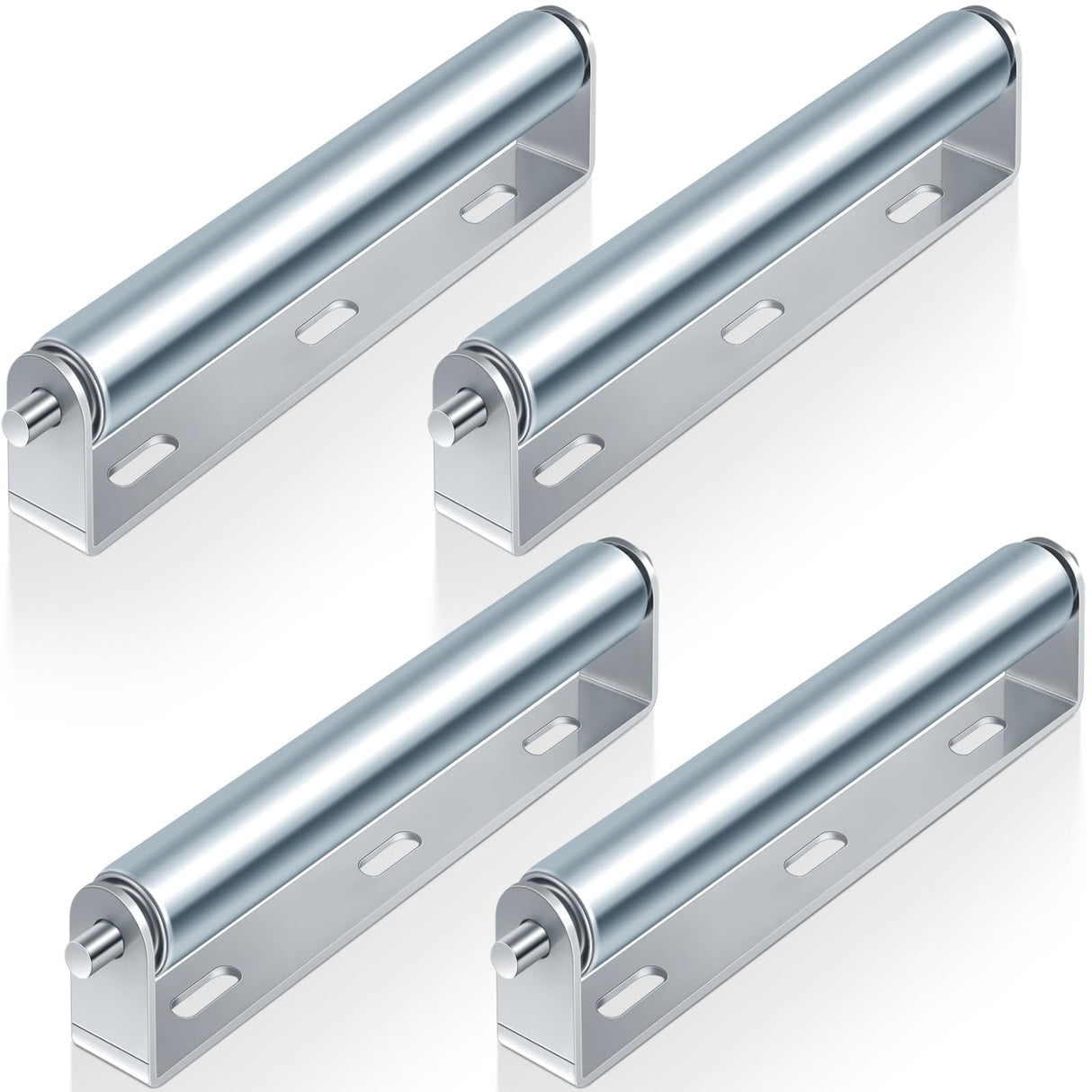 Therwen 4 Sets 1.5'' Diameter Conveyor Rollers with Roller Stands 10'' Galvanized Steel Long Roller and Bracket Set Easy Install Industrial Use Metal Canoe Kayak Woodworking Heavy Goods Support Kit Therwen