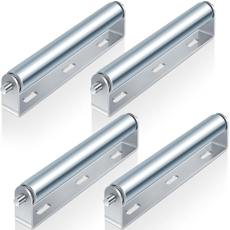 Therwen 4 Sets 1.5'' Diameter Conveyor Rollers with Roller Stands 10'' Galvanized Steel Long Roller and Bracket Set Easy Install Industrial Use Metal Canoe Kayak Woodworking Heavy Goods Support Kit Therwen