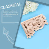 EXCEART 2Pcs Solid Wood Long Flower Piece Wall Applique Wood Carved Applique Door Wood onlays Onlay Applique Frame Furniture Wooden Appliques Corner EXCEART