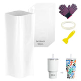 Daily Treasures 5×10"Sublimation Shrink Wrap Sleeve Set(50pcs),Heat Shrink Wrap with PET Tape&Scraper&Heat Resistant Gloves,Heat Shrink Film,Sublimation Wraps For 20oz Tumblers Mugs Cups Jars Cosmetic Daily Treasures