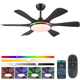 Surtime Ceiling Fans with Lights-47 Low Profile Ceiling Fan with 7-Color RGB Light and Remote/APP Control,Flush Mount,DC Reversible,LED Dimmable Black Ceiling Fans for Bedroom,Indoor/Outdoor Patio Surtime
