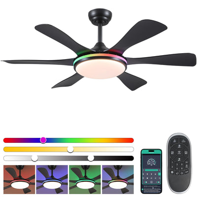 Surtime Ceiling Fans with Lights-47 Low Profile Ceiling Fan with 7-Color RGB Light and Remote/APP Control,Flush Mount,DC Reversible,LED Dimmable Black Ceiling Fans for Bedroom,Indoor/Outdoor Patio