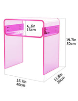 solaround Clear Acrylic End Table 2-Tier Bedside nightstand for Living Room Bedroom Home Decor (Pink) solaround