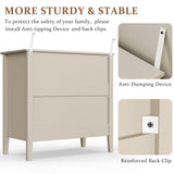 RoyalCraft Large 3 Drawer Dresser Set of 2, Fluted Wood Drawers for Bedroom, Modern Painted 30 inch Wide Nightstand for Bedroom, Entryway, Beige RoyalCraft