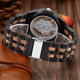 Dentily Men's Hollow Analog Wooden Watch Retro Gear Carving Design Transparent Dial Quartz Watch for Men Dentily