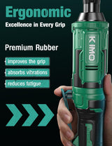 KIMO 20V Cordless Ratchet Wrench 3/8 Set, 89 Ft-lbs 400 RPM Electric Ratchet Wrench, 2x2.0Ah Li-Ion Battery, Fast Charger, Electric Wrench Set w/ 7 Sockets, 3/8" to 1/4" Adapter, 3-Inch Extension Bar K I M O.