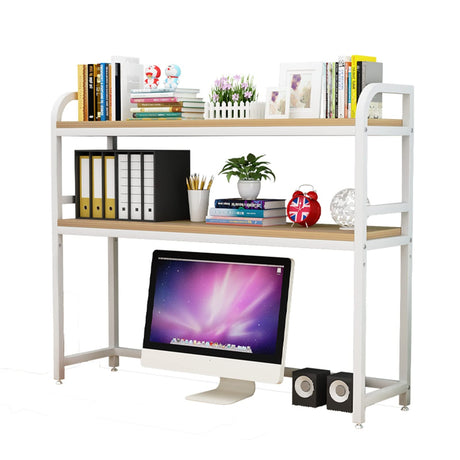 FPIGSHS Multipurpose Countertop Hutch Bookshelf, 2 Tier Bookcase for Computer Desktop, Multi-Function Storage Display Shelf Organizer Rack for Home Dorm Office Supplies (Color : B, Size : 55CM) FPIGSHS