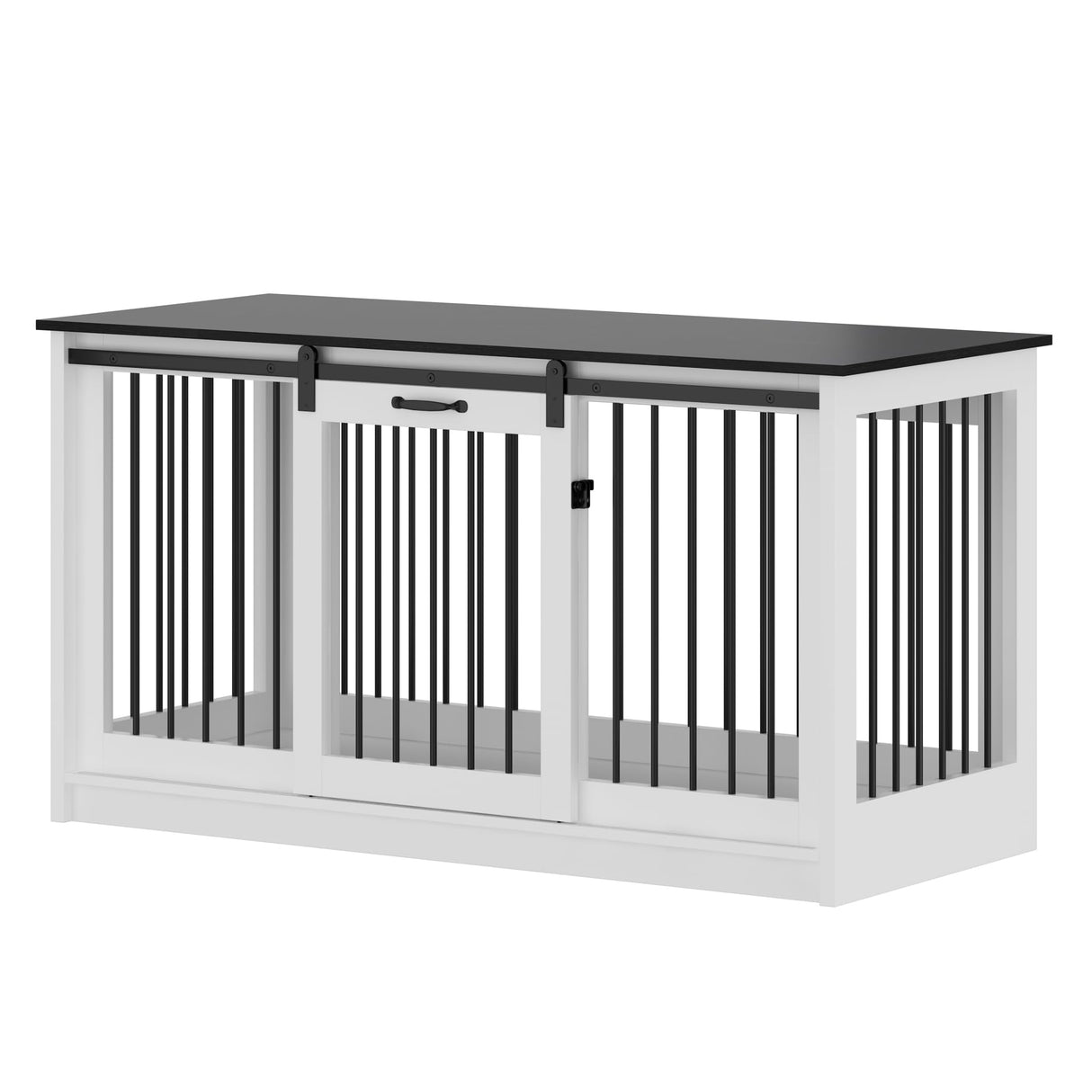 DAWNSPACES Extra Large Dog Crate Furniture, 55" Indoor Heavy Duty Dog Kennel House with Sliding Doors, Furniture Style Dog Crate Table Side End Table TV Stand for XL Large Medium Breed Dogs, White DAWNSPACES