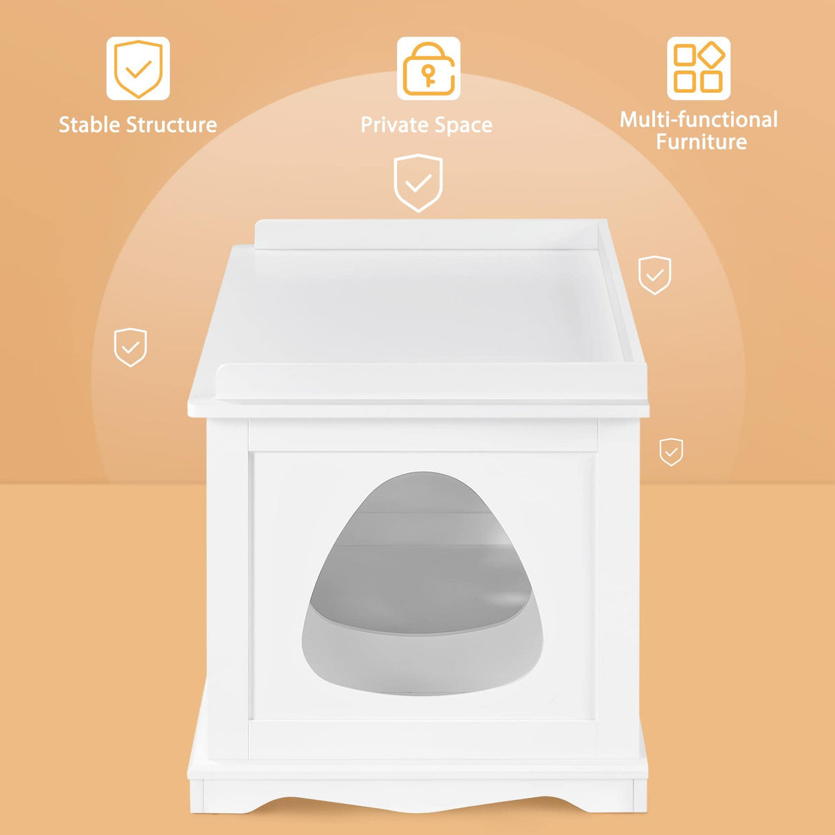 Yaheetech Cat Litter Box Enclosure, Hidden Cat Litter Box Furniture, Hidden Cat Washroom, Cat Crate, Decorative Storage Bench Pet Side Table for Large Cat Kitty, White Yaheetech