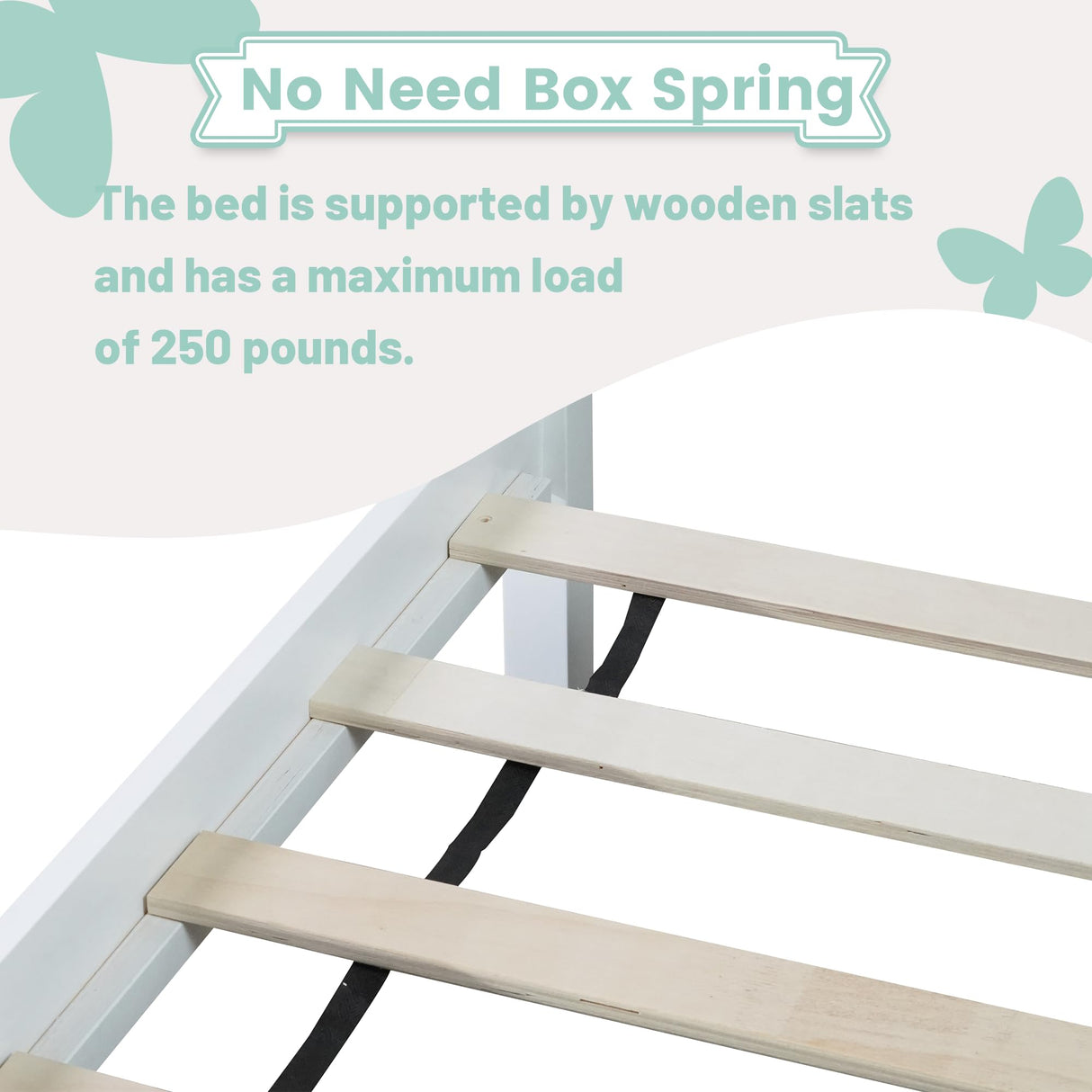 Duxelifin Twin Bed Frames Wood, Wood Twin Bed Frame with Headboard and Footboard, Platform Bed for Bedroom, Guset Room, No Box Spring Needed, White Duxelifin