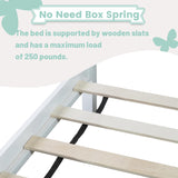 Duxelifin Twin Bed Frames Wood, Wood Twin Bed Frame with Headboard and Footboard, Platform Bed for Bedroom, Guset Room, No Box Spring Needed, White Duxelifin