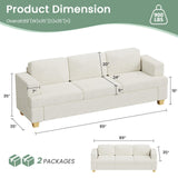 YOUDENOVA Sofa, 2 Piece Set Comfy Couch, 3 Seater & Loveseat Sofa with Deep Seats, Modern Sleeper Couch for Living Room, Beige Chenille YOUDENOVA