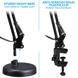TORCHSTAR Metal Desk Lamp with Clamp, Swing Arm , Architect Adjustable Gooseneck Table Lamp, Clip Desk Lights for Home Office, Work, Study, Reading, E26 Base, Multi-Joint, Black TORCHSTAR