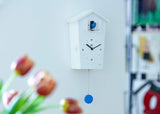 KOOKOO Birdhouse White, Modern Design Cuckoo Clock with 12 Natural Bird Voices or Cuckoo Call KOOKOO