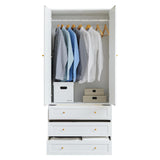 PHOYAL Wardrobe Closet Armoire, 71 "Wardrobe Armoire Wooden Closet with 4 Doors, 6 Drawers Household Freestanding Wooden Closet Storage Cabinet for Bedroom, White - 2 PHOYAL